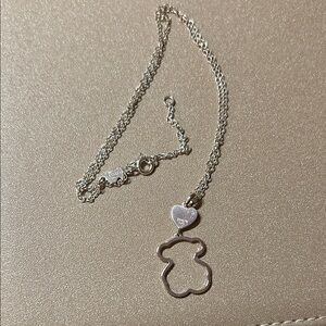 Tous Silver Outline Bear Necklace